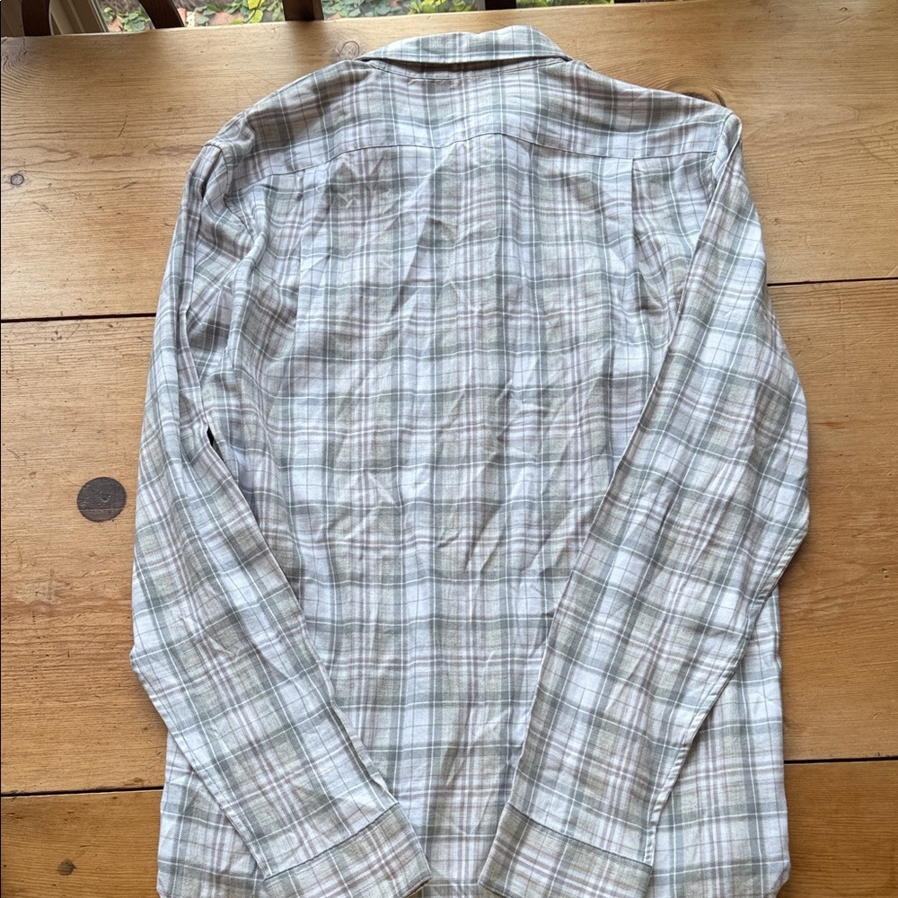 Vince Men's Plaid Dress Shirt - Cream and Gray Small - Picture 7 of 8